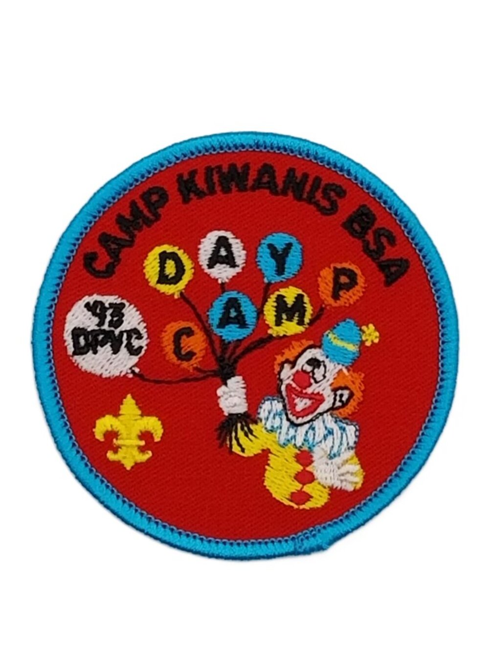 Vintage Cub Scout Day Camp Patch BSA Camp Kiwanis Clown Balloons 1993 NOS